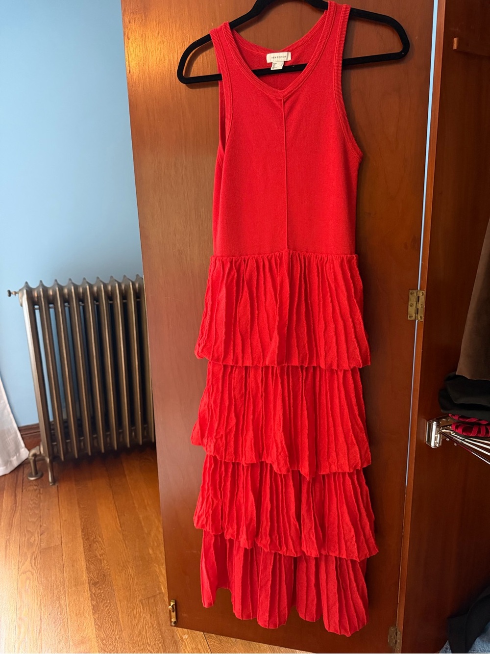 H&M Red Tiered Ruffle Maxi Dress